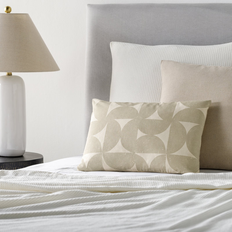 Coussin géométrique lombaire, Brun clair / beige