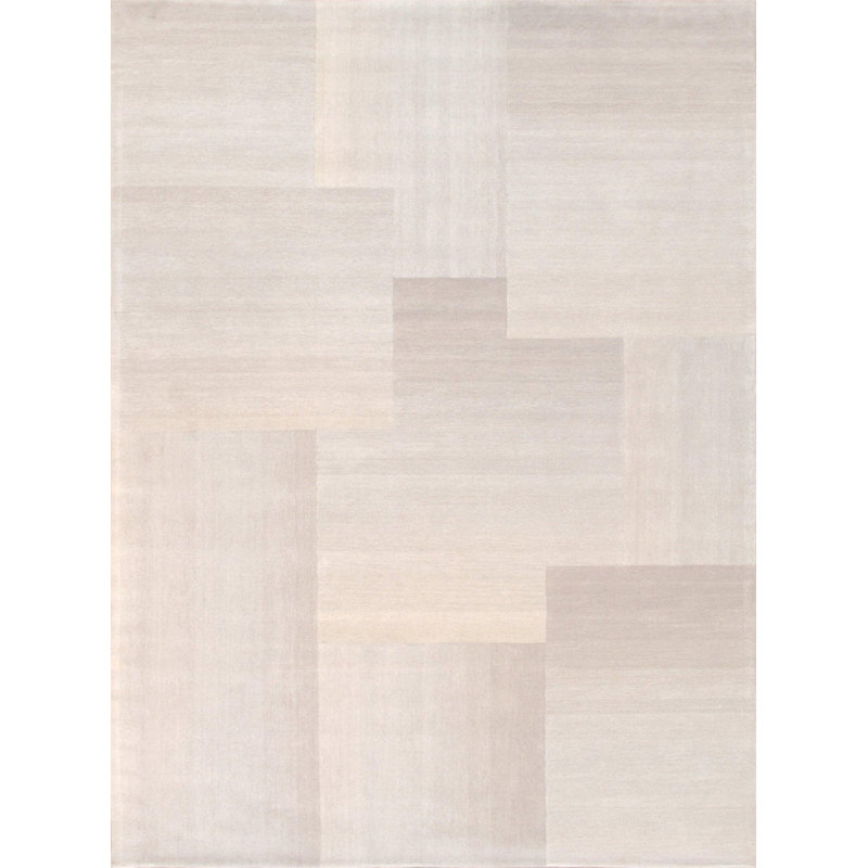 Tapis géométrique bleu / argent en coton et laine 7 pi 9 po x 9 pi 9 po