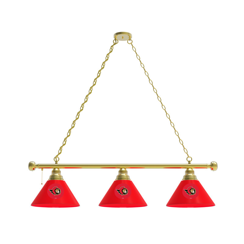 3 - Light Pool Table Lights Pendant, Brass, Ottawa Senators