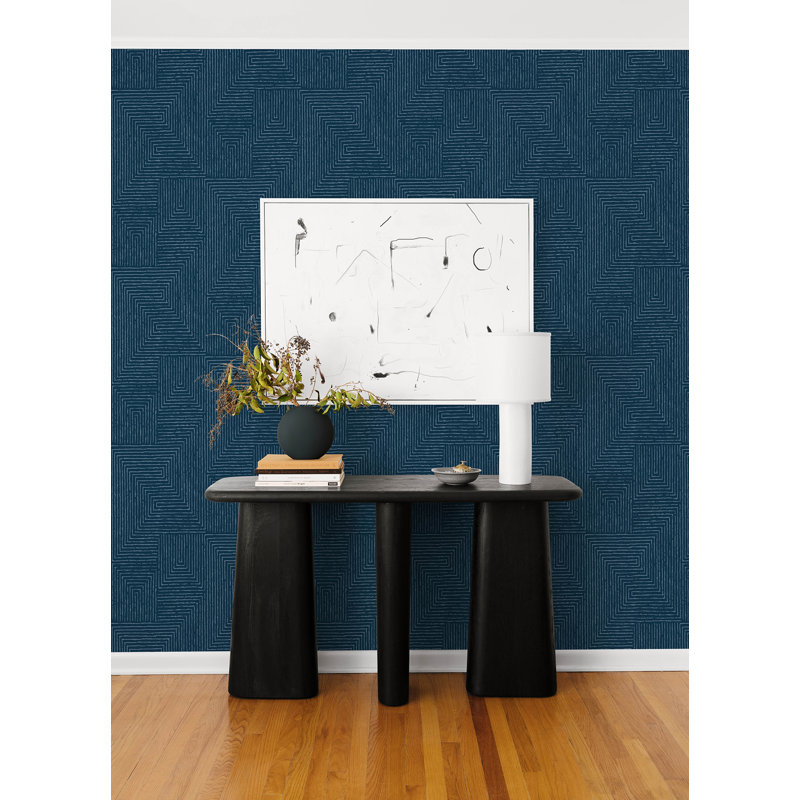 Papier peint géométrique Mortenson, Bleu marine
