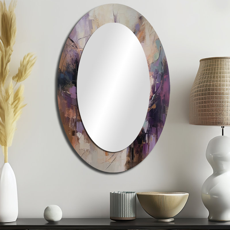 Purple Minimalims Enchantment - Purple Modern Oval Wall Mirror, 36" x 24"
