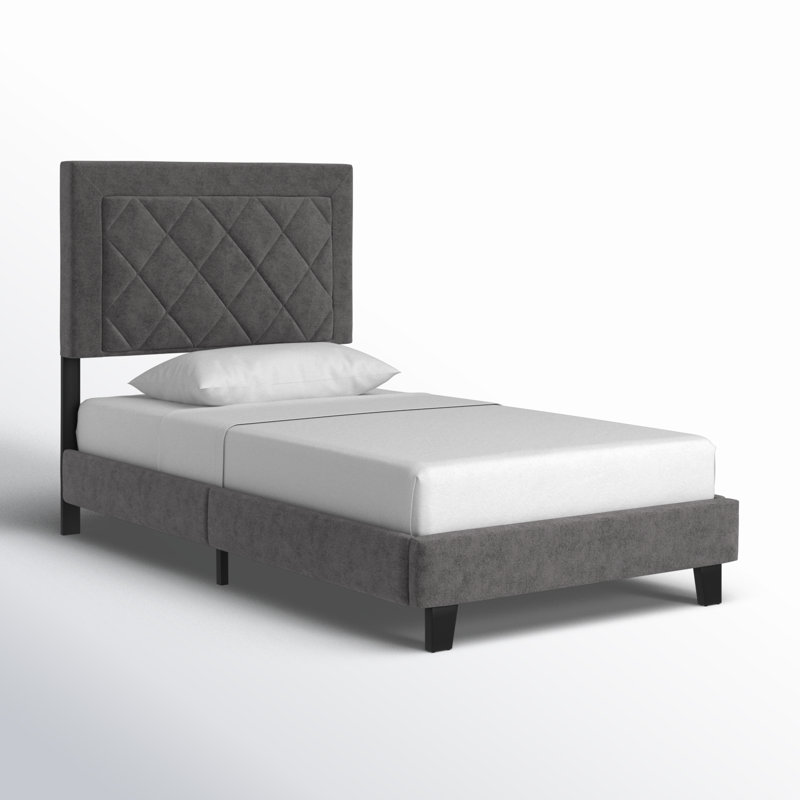 Aguadilla Upholstered Platform Bed, Gray, Twin