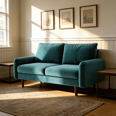 56.3" Velvet Spring-Padded Loveseat Comfort Sofas