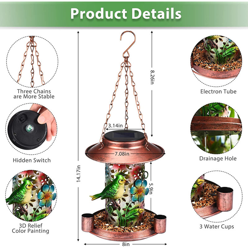 Arnfred Metal Hanging Decorative Bird Feeder