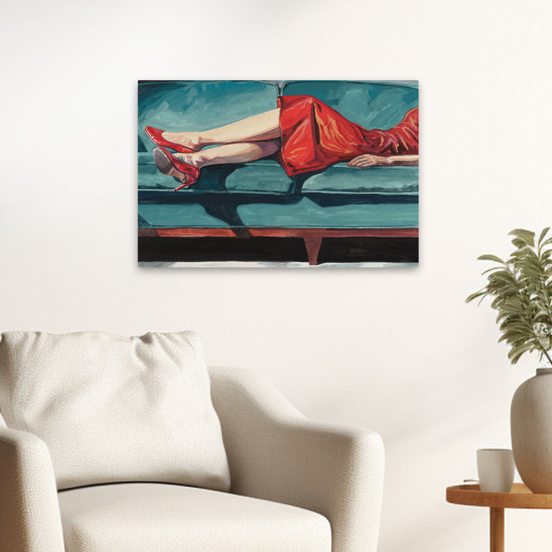 Just Resting My Eyes - art chaic beige, bleu et brun, H 16 po x l 24 po