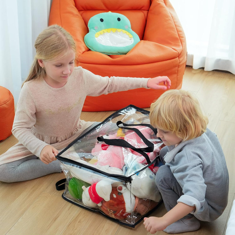 Ensemble de 3 sacs de rangement pour vêtements transparents, sac de rangement pour couverture en plastique de 40 L avec fermeture à glissière, organisateur de garde-robe pliable, sacs de transport pour édredon, couverture, literie, couette, jouets