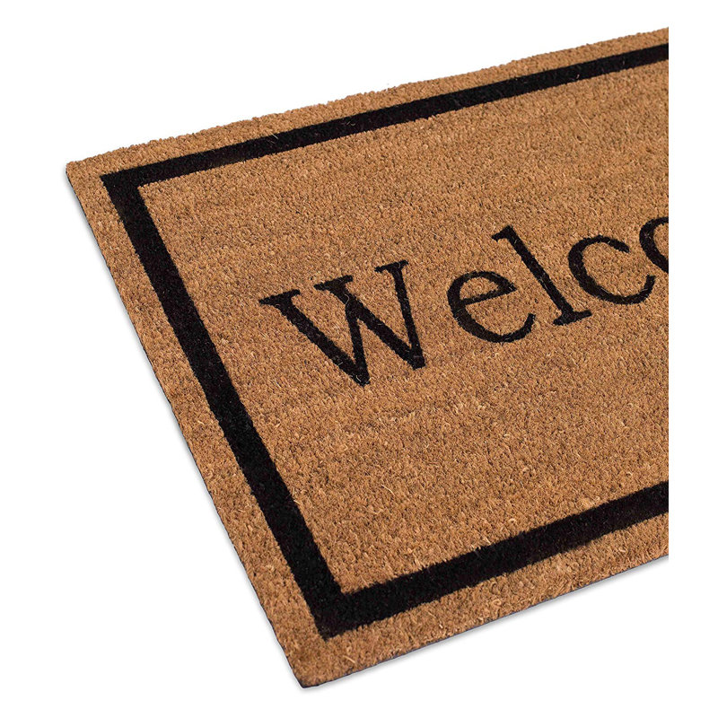 Light Brown Coir Vinyl Backed Welcome Doormat 24 x 36 Inches