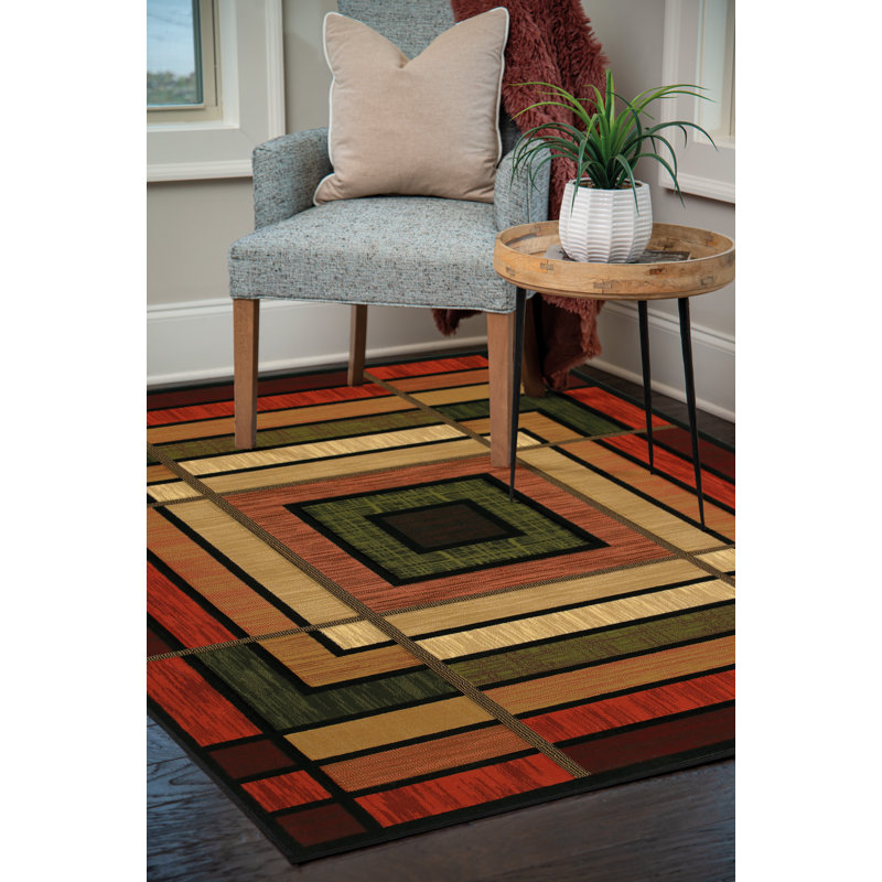 Tapis multicolore à motif géométrique terre cuite Carletta, Tapis de couloir 2 pi 7 po x 7 pi 6 po