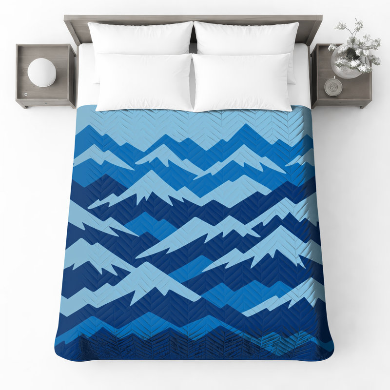 Blue Mountain Range Quilted Bedspread All Sizes, Queen