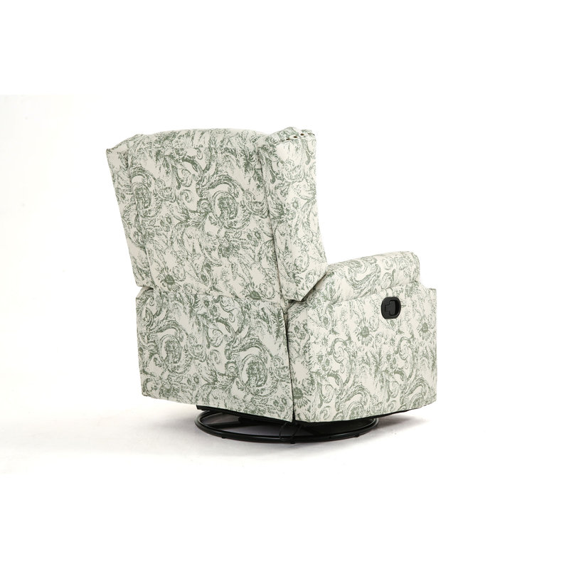 Fauteuil inclinable et oscillant rembourré à oreilles avec poignée manuelle et garniture Naihead, Vert rococo