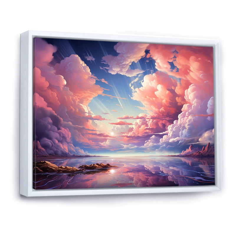 Kawaii Landscape Clouds V sur impression sur toile, H 30 po x l 40 po x P 1,5 po, Cadre flottant blanc