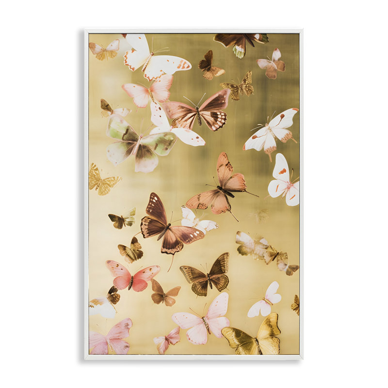 «Papillon Butterfly Array», estampe numérique par Petal Prints Design, H 18 po x l 12 po, Giclée encadrée blanc bord de mer