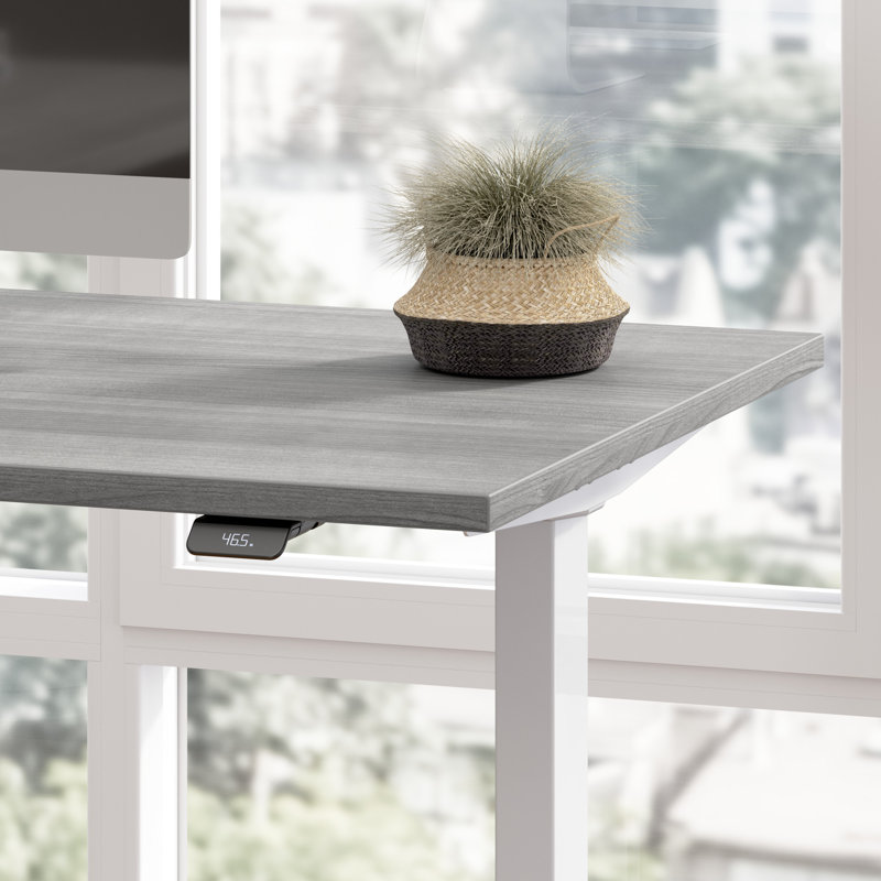Adjustable Metal Base Standing Desk, 47.68" H x 47.59" W x 23.62" D, Platinum Gray/Silver