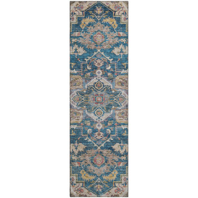 Premium Machine Washable Prisco Blue Rug