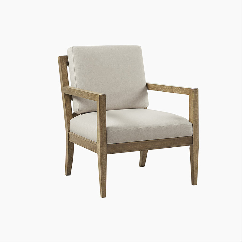 Ivory Polyester Armchair with 4 Legs