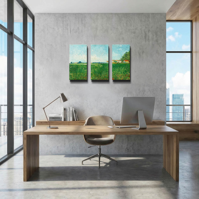 « Champ de coquelicots » de Vincent Van Gogh, triptyque mural, 91,4 cm x 61 cm, 78"x34"