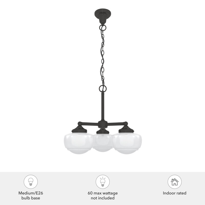 Hunter Saddle Creek 3 Light Chandelier Ceiling Light Fixture, Noble Bronze, Cased White