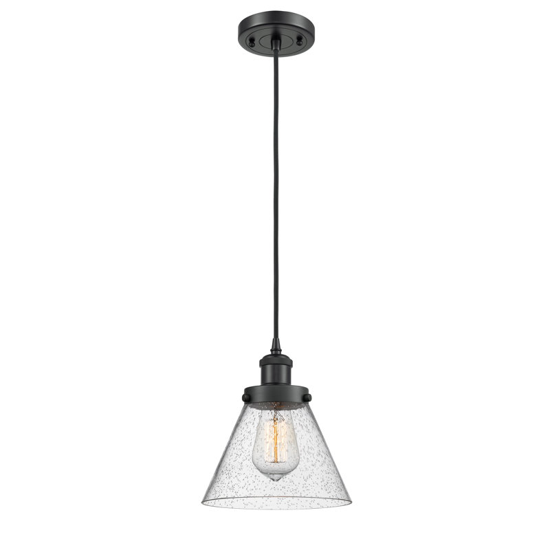Mini-luminaire suspendu à cordon 1 lumière 8 po Ballston Urban Cone, Grainé, Noir mat, DEL