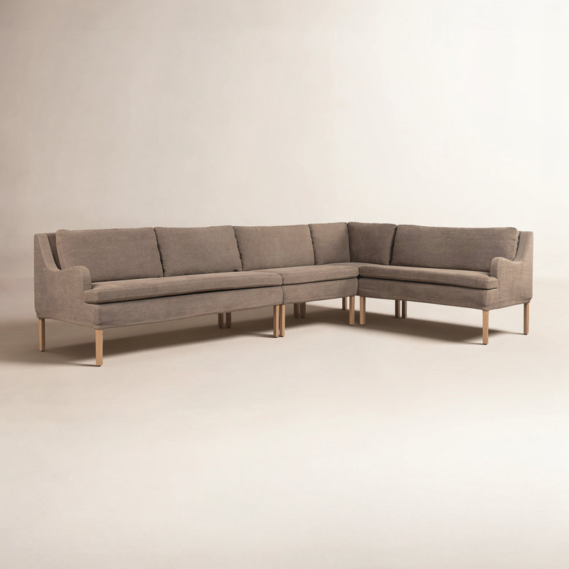 Aurelia 4-Piece Sectional, Right Hand Facing, Broadway Coffee Linen, 34.5" H x 137.5" W x 76" D