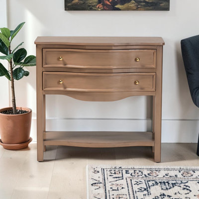Console à 2 tiroirs Doreen | Façade incurvée, tablette ouverte et tablier sculpté