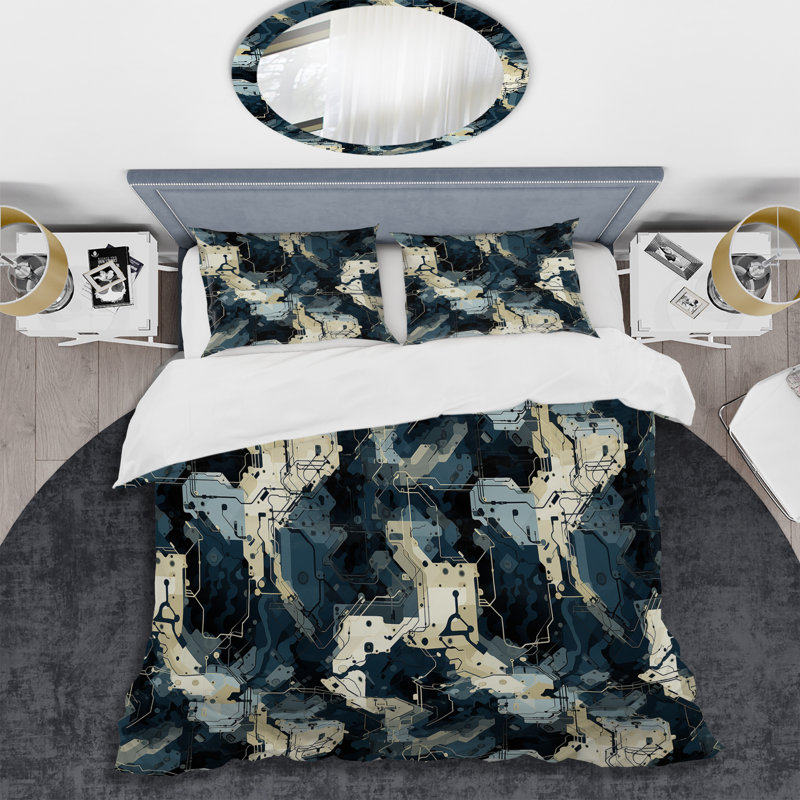 Mélange de camouflage urbain - ensemble de housse de couette abstrait - microfibre de polyester