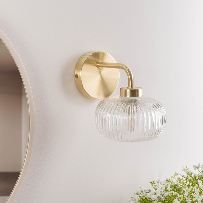 Redvers Glass Armed Sconce, Gold, Yes