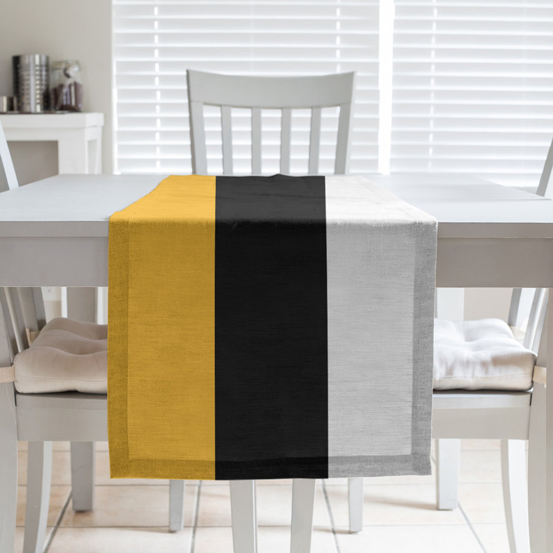 Los Angeles LA Basketball Table Runner, 90" L x 16" W, Gold/Black/White, Poly Twill