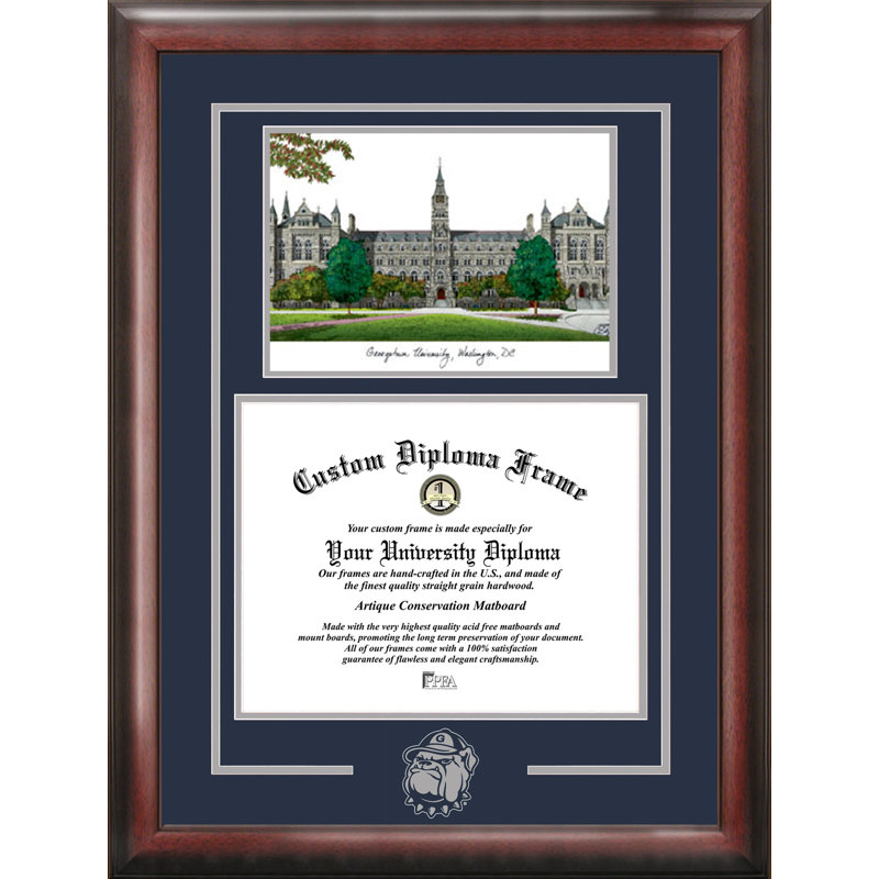 NCAA Georgetown Hoyas Spirit Graduate Diploma with Campus Images Lithograph Picture Frame