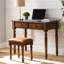 Bureau pratique en bois d'hévéa à 2 tiroirs
