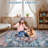 10x13 Machine Washable Floral Area Rug, Vintage Symmetrical Centerpiece Design, Stain Resistant and Easy to Clean, Reinforced Edges and Backing for Living Room, Bedroom, Entryway - Blue-1489340170