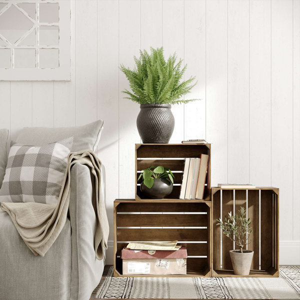 Gracie Oaks 3 Piece Wood Crate Set & Reviews 