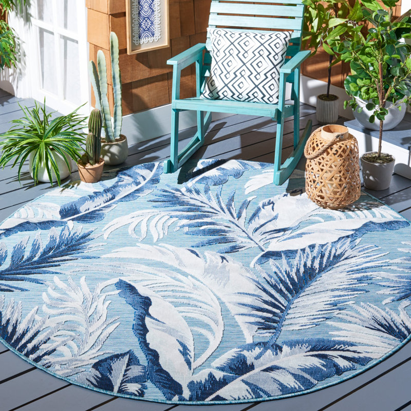 Abbriella Machine Woven Floral Area Rug, Round 6'5"