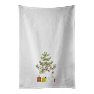 Ensemble de 2 essuie-tout de Noël australien rouge merle tricolore no 1 blanc