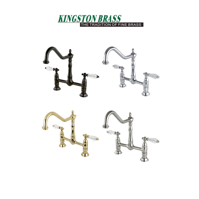 Kingston Brass Whitaker Industrial Style Bridge Kitchen Faucet