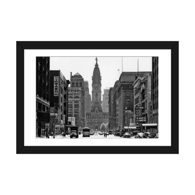 «1950s Downtown Philadelphia PA USA look South Down North Broad Street at City Hall», reproduction de photo sur toile