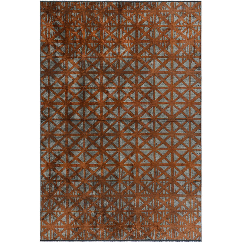 Rapture Beige Rust Geometric Luxury Area Rug, Rectangle 7'10" x 11'2"
