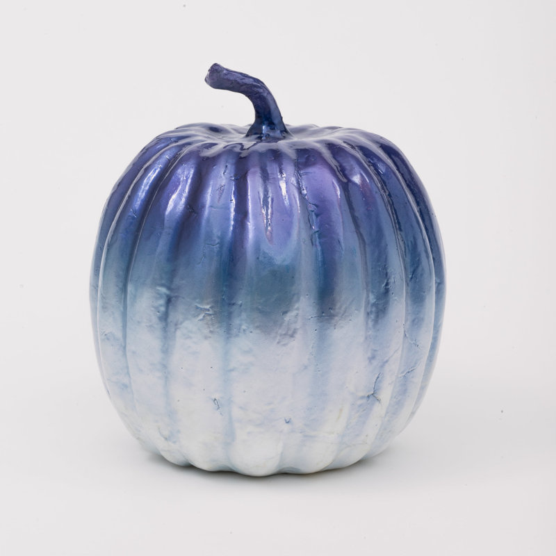 Capiz Pumpkin, 7" H x 7" W x 7" D, Blue Ombre, Capiz