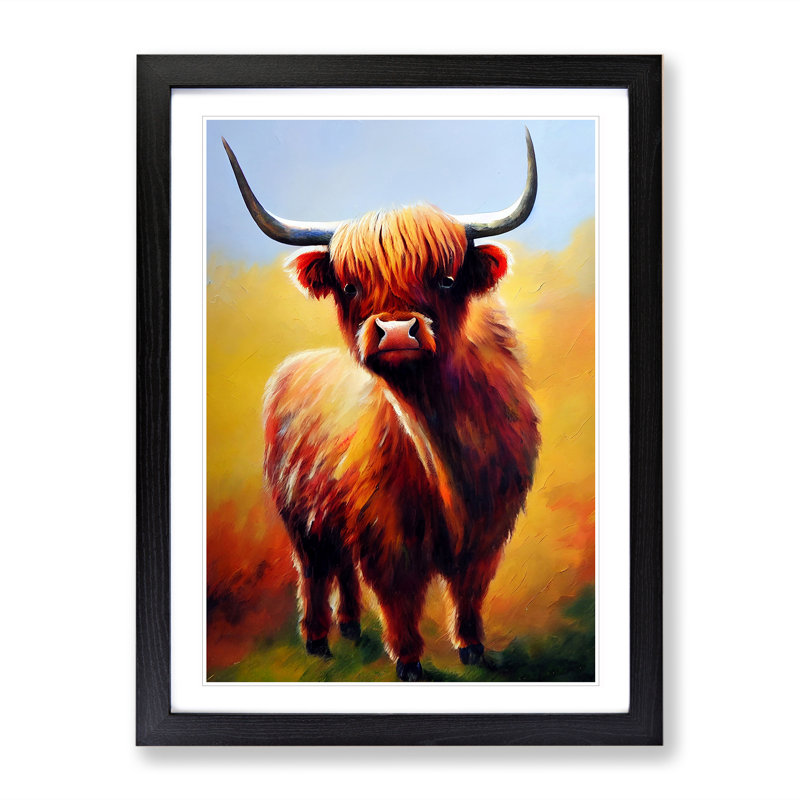 Resplendent Highland Cow - Framed Print, Black, 46cm H x 34cm W x 2cm D