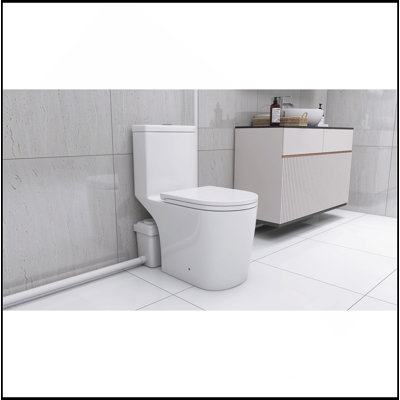 Toilette Upflush pour sous-sol, système de toilette Macerating 600W avec double chasse puissante, siège allongé 17,25 ADA Comfort, siège à fermeture en douceur, 3 entrées d'eau se connectent au lavabo, douche, blanc
