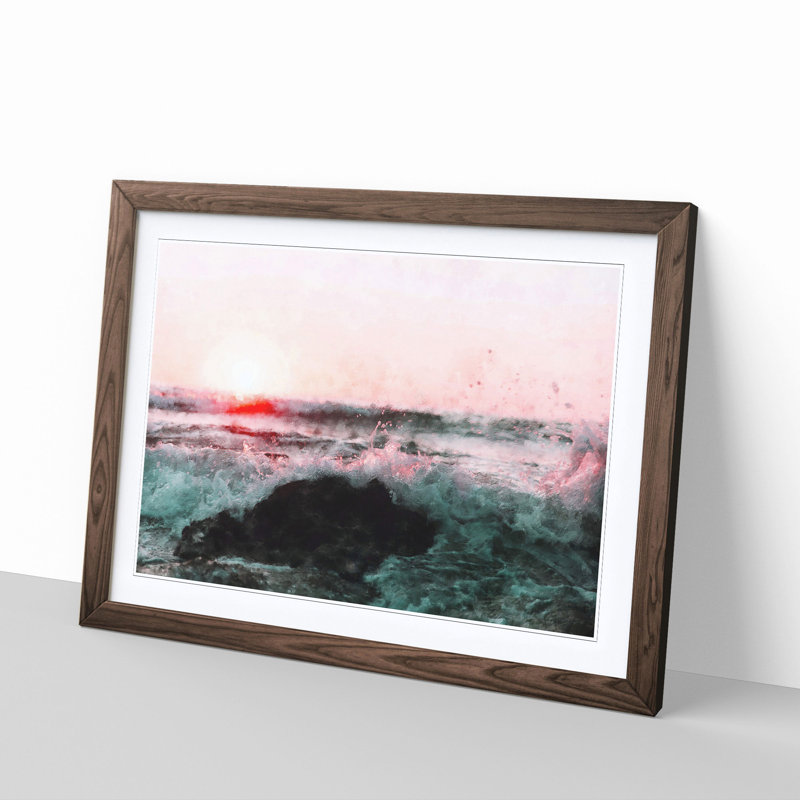 Ocean Splash - Picture Frame Graphic Art Print, 62cm H x 87cm W x 2cm D, Walnut Framed