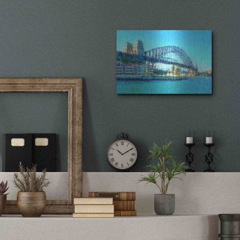 Sydney Harbour Bridge par David Manlove - peinture sans cadre, H 12 po x l 16 po x P 0,13 po