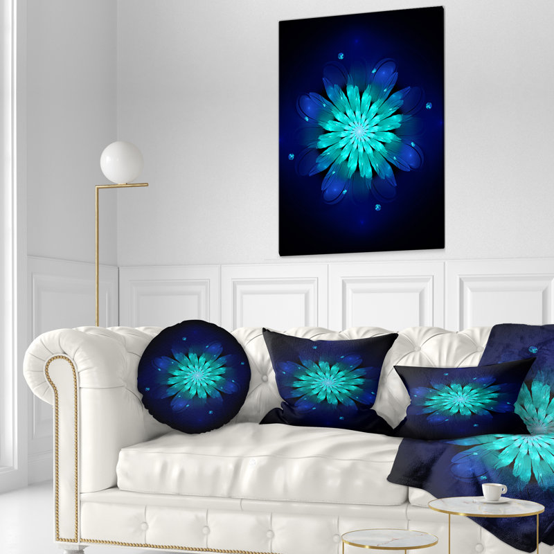 Coussin Fractal Flower Blue N Turquoise