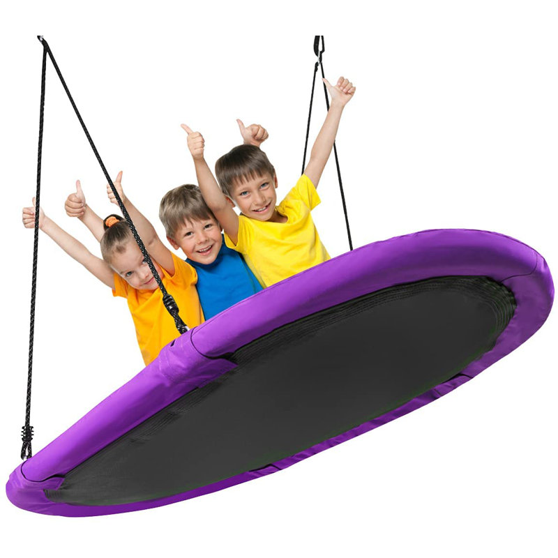Zoomie Kids Tully Plastic Web / Saucer Swing Swing Seat with Mounting Hangers, Purple