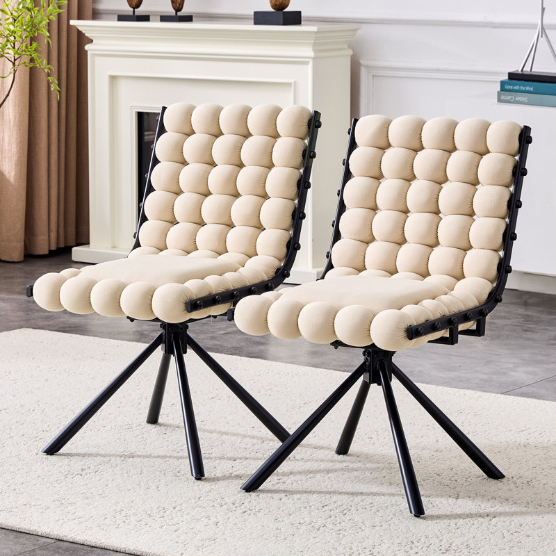 Ensemble de 2 chaises de salle à manger Puffy Bubble Chair, Beige, Noir