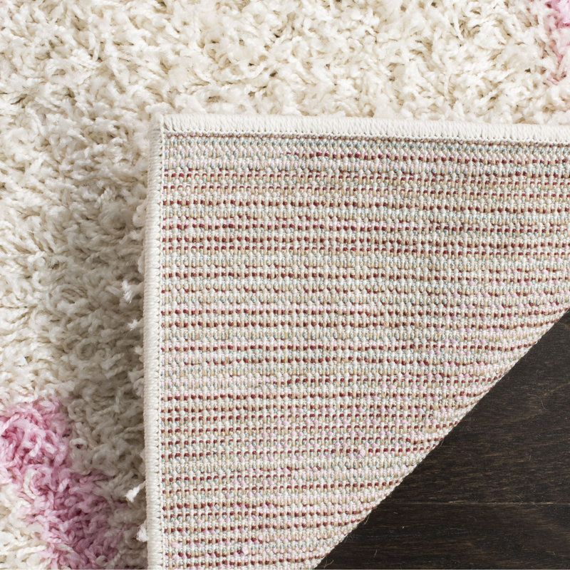 Tapis à poils longs Alonnah, Carré 4 pi, Rose