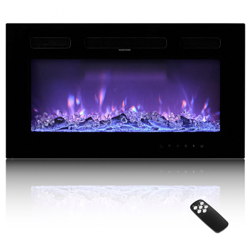 36 inch Electric Fireplace, Wall Mounted Recessed Fire Place with Remote Control, Timer, 1500W, Adjustable Flame Color Brightness, Touch Screen, Overheat Protection, for Living Room,Bedroom