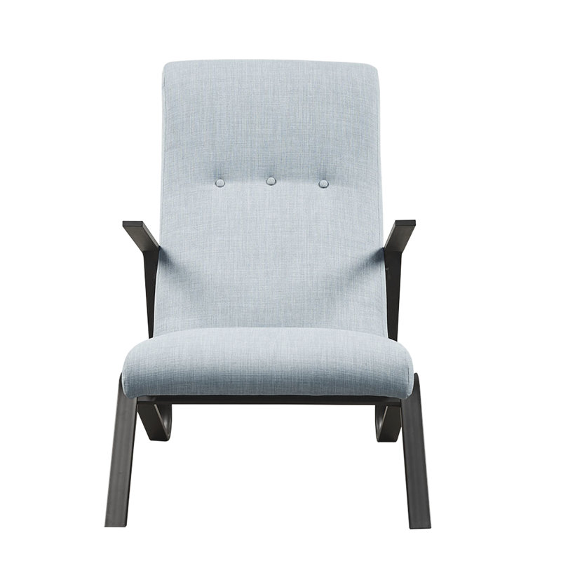 Chaise d'appoint Style - bleu, contreplaqué de bois massif, pieds en métal noir mat, siège confortable à haut dossier - bleu