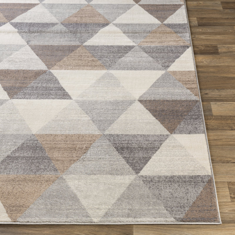 Tapis géométrique tissé à la machine Herrod, Rectangle 5 pi 3 po x 7 pi 1 po