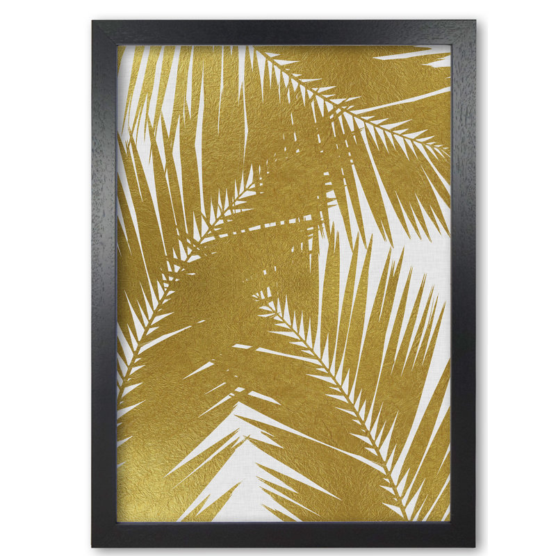 PaIm Leaf III - Print, Black Grain Frame, 30 cm H x 21 cm W x 5 cm D, Gold