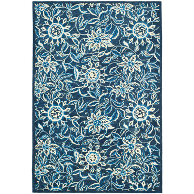 Tapis indigo français en laine touffeté à la main Marseille